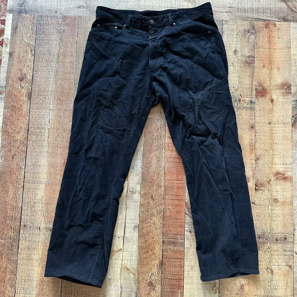Ermenegildo Zegna Black Corduroy Pants Mens 36W Classic Fit
